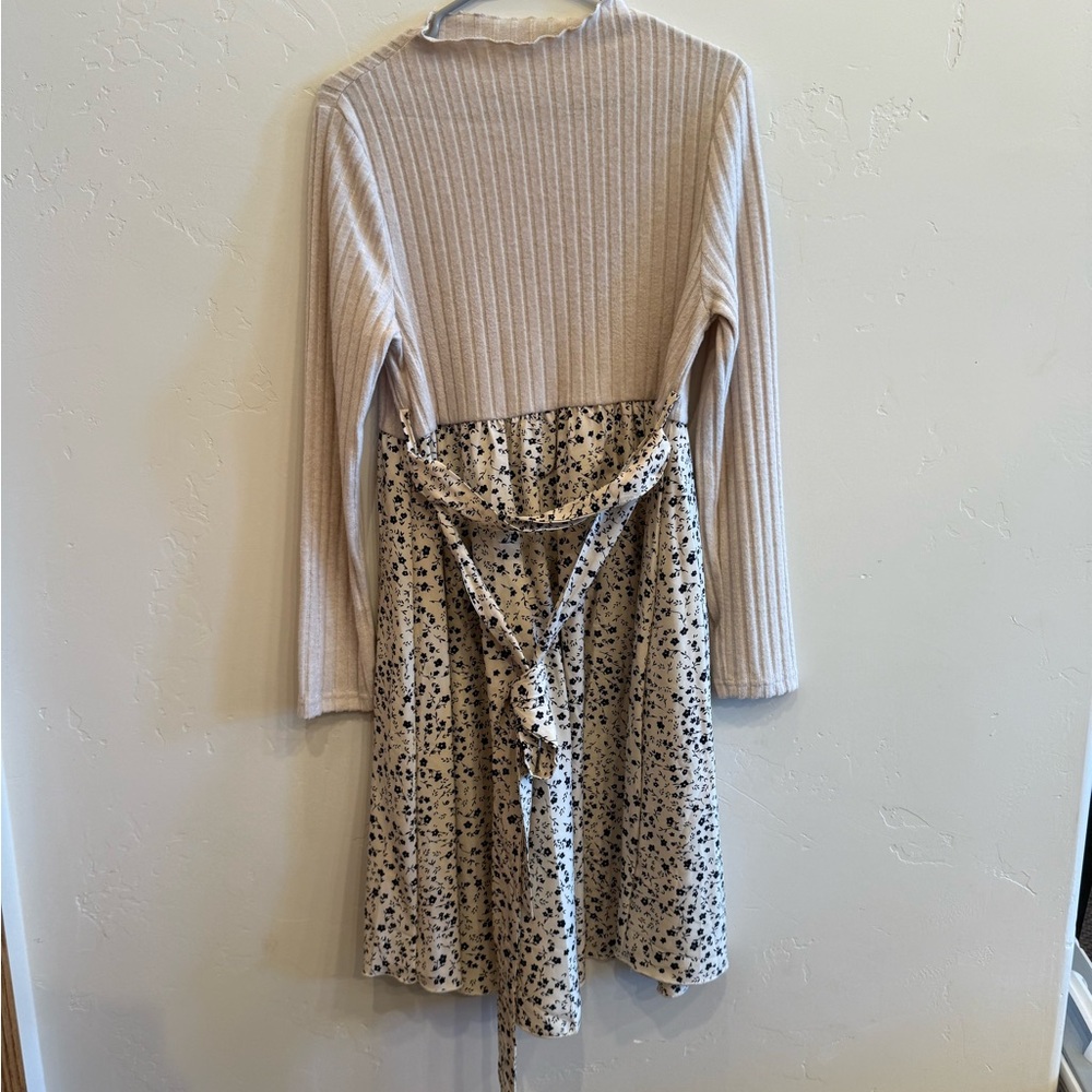 SHEIN Floral Print Dress in Cream and Black